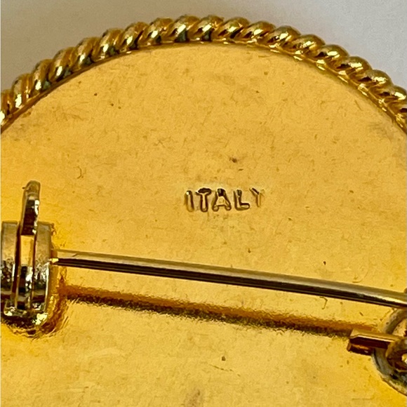 Vintage Italian Micro Mosaic Round Pin Floral Motif - Picture 5 of 6